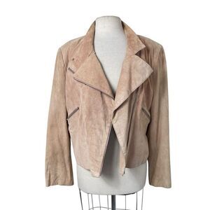Brandon Thomas XL vintage Dusty Rose Moto style suede jacket